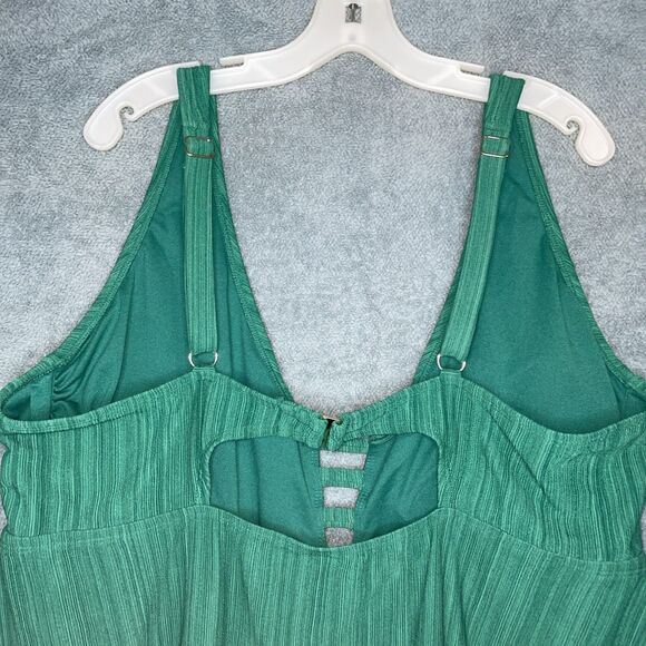 Time And Tru Swimwear Womens 3X Green Tankini Stretch Swim Top Beach Vacation - Picture 9 of 9